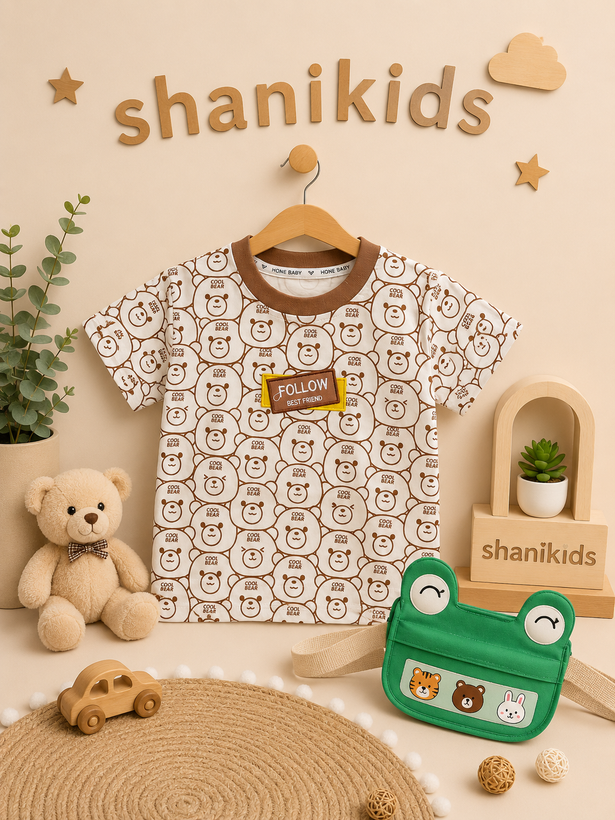 تیشرت تدی 100درصد نخ پنبه از برند وارداتی hone baby