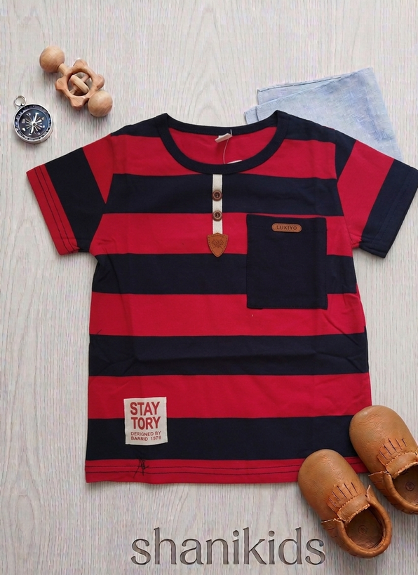 تیشرت خنک راه راه لوکیو پسرانه جیبدار