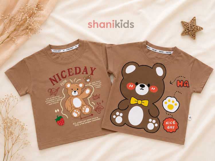 تیشرت دخترانه تدی 100درصد نخ پنبه وارداتی hone baby