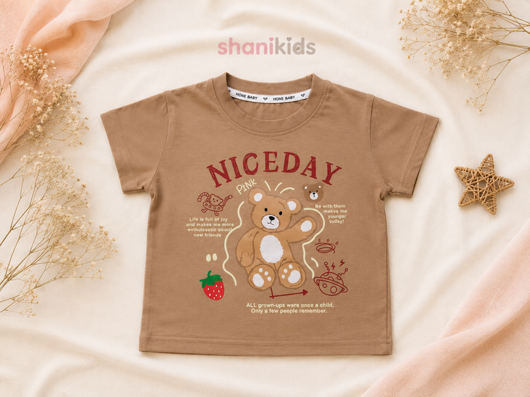 تیشرت دخترانه تدی 100درصد نخ پنبه وارداتی hone baby