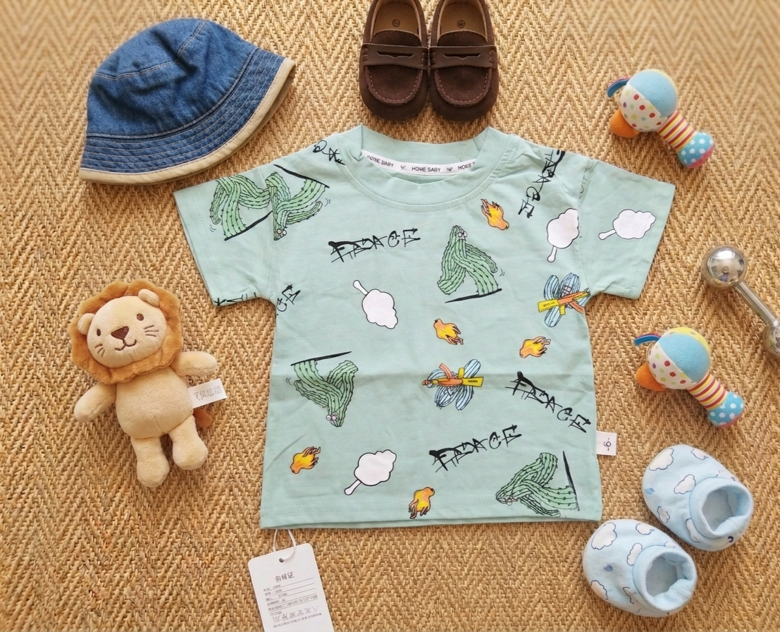 تیشرت آستین کوتاه بچگانه نخ پنبه وارداتی برندhone baby